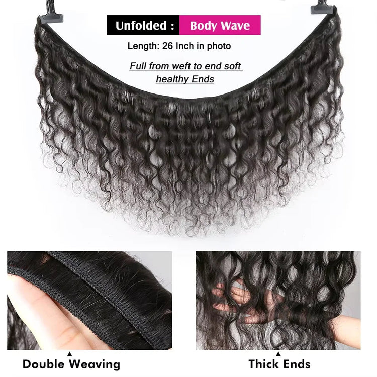 Body Wave Human Hair Bundles with Frontal Malaysian Virgin Hair Weave 3 Bundles with 13x4 Lace Frontal Hair Natural Black Khamik Shop Online