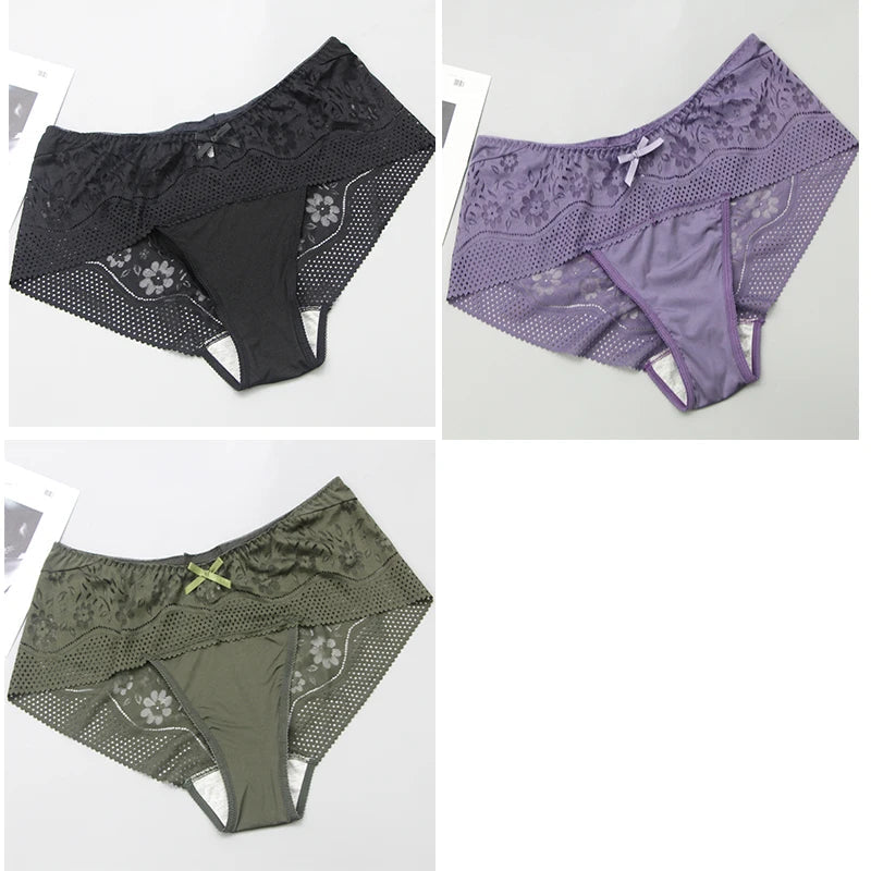DaiNaFang New Plus Size Underwear Women Sexy Transparent Lace Modal Cotton Panties High Waist Large Lingerie Khamik Shop Online