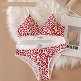 Women Push-Up Bra And Panties Set V-neck Non-wire Bra Low Waist Briefs Female Sexy Lingerie Cotton Leopard Print Underwear Set Khamik Shop Online