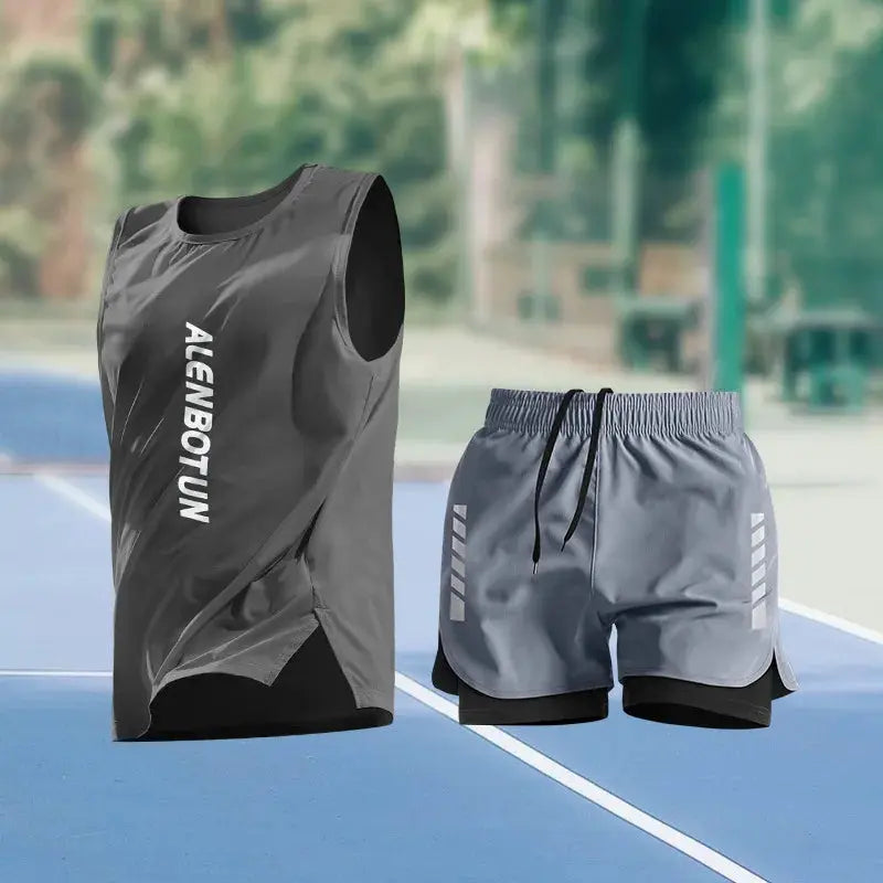 Men Running Sports Set Summer New Arrival Marathon Training Fitness Outfits Professional Quick Dry Basketball Tank Top And Short Khamik Shop Online