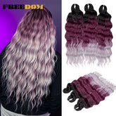 FREEDOM Synthetic Curly Braiding Hair Extensions 24 Inch/60 cm Long Deep Wavy Twist Crochet Braids Hair Ombre Brown Rainbow Hair Khamik Shop Online