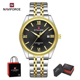 NAVIFORCE Men Elegant Business Stainless Steel Watch 30M Waterproof Luminous Hands Japan Movement Wristwatch Gifts box Khamik Shop Online