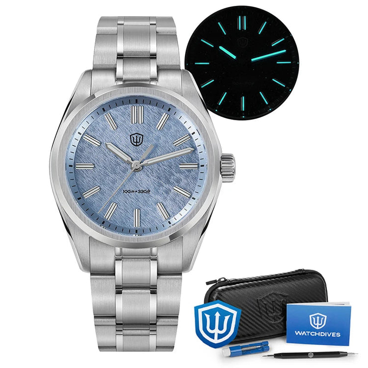 Watchdives WD0003B ‌Quartz Watches ‌VH31 Movement Aventurine Dial Watch 100m Waterproof Sapphire Crystal 36mm Vintage Watch Khamik Shop Online