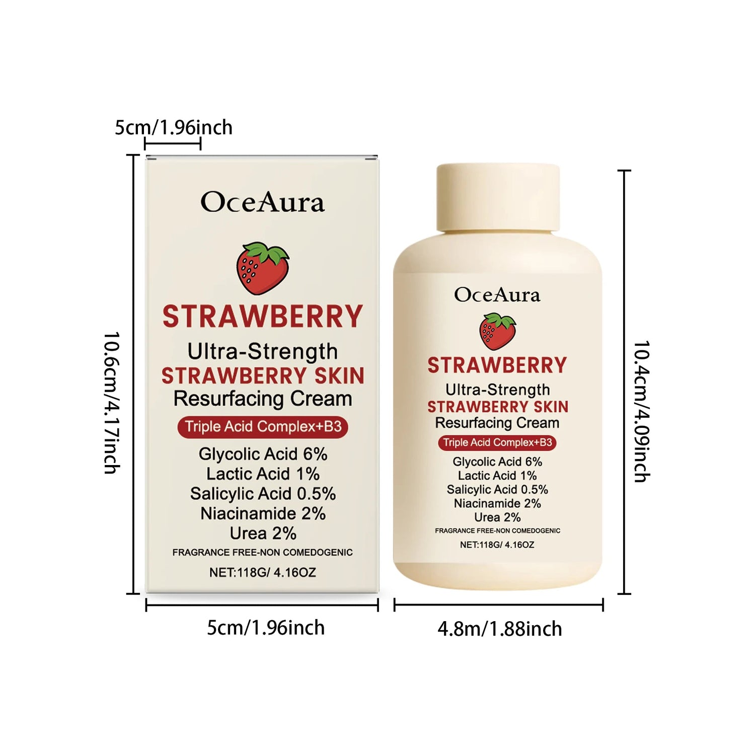 Oceaura Strawberry Body Cream Gentle Moisturizing Lightweight Non-greasy Improve Skin Texture Enhance Smoothness Soft Body Care Khamik Shop Online