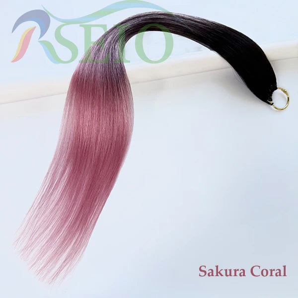 RESIO  Feather Hair Extensions Straight 100% Real Human Microring Hair Extensions Color Purple Blue Pink Gray 18-20inch Khamik Shop Online