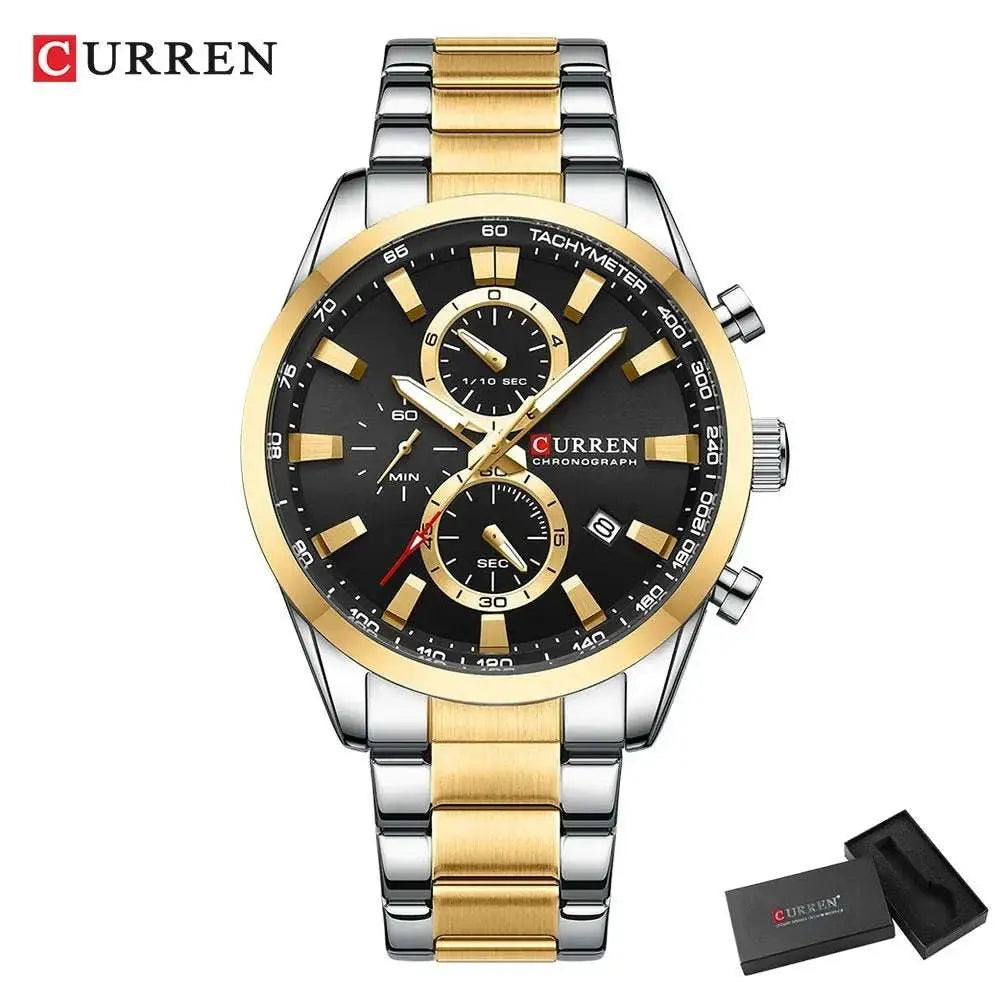CURREN Casual Quartz Chrono Sport Watches Brands for Men Stainless Steel Bracelet Multifunction Dial 2023 Wristwatch with Date Khamik Shop Online