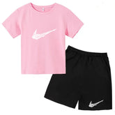 Summer Brand White T-shirt+Shorts Two-piece Set Kids New Clothing Fashion Letter Boy Girl3-13Yrs Sports Short-sleeved Casual Set Khamik Shop Online