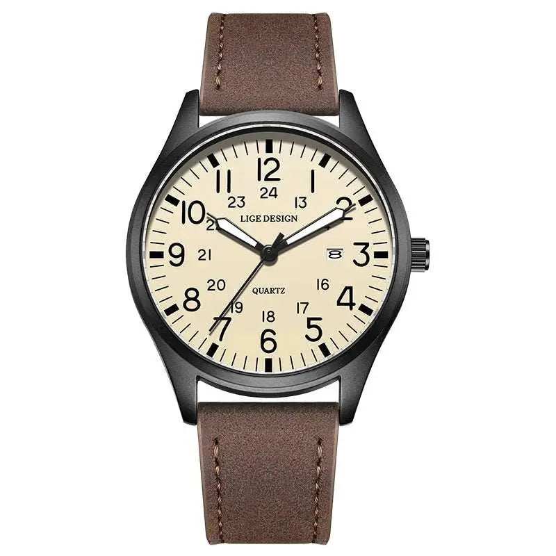 LIGE 2025 TOP NEW quartz wristwatch Arabic Watch for Men Luminous Green Nylon Luxury Leather Wrist Men Watch Montre Homme+BOX Khamik Shop Online
