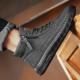 Men Leather High Top Ankle Boots Spring Winter Man Motorcycle Boots Non Slip Comfort Outdoor Trekking Shoes Walking Botas Hombre Khamik Shop Online
