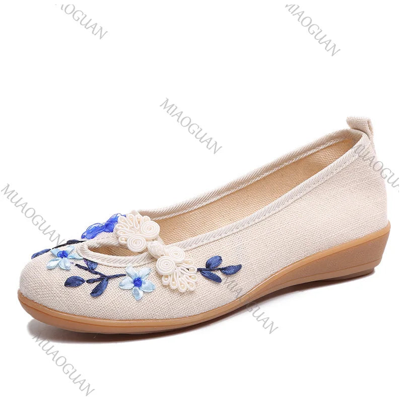 Embroidered Women Comfort Wedge Platform Shoes Fashion Bowknot Ladies High Heels Pumps Vintage Ethnic Female Heeled  Footwears Khamik Shop Online