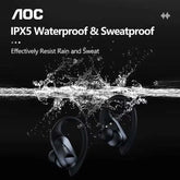 Choice AOC Sports Headset Wireless Bluetooth 6.0 Earphones Waterproof LED Battery Display Gaming Low Latency Headphones LP75 Khamik Shop Online