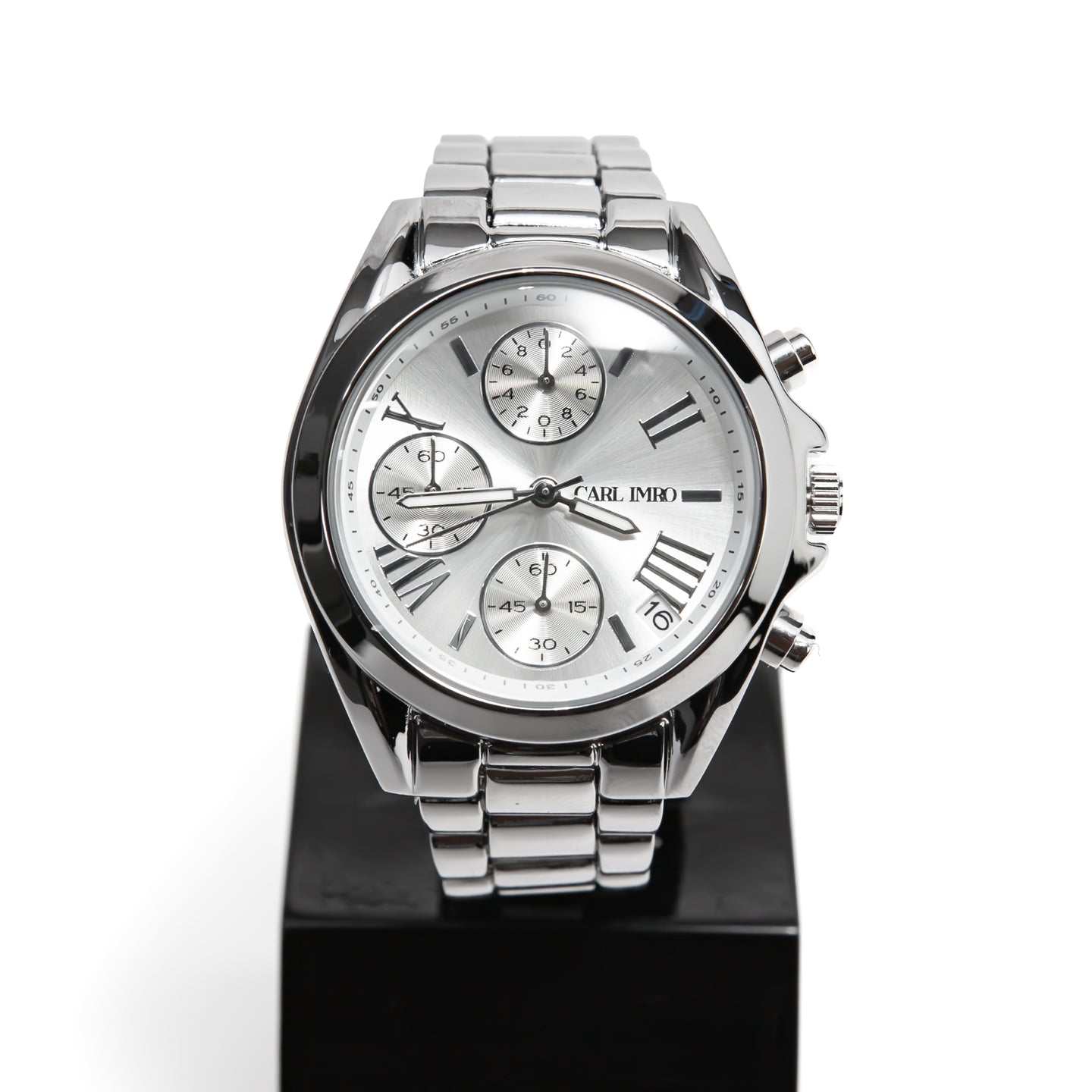 Montre Faith PL unisexe avec boîtier rond en alliage recyclé et bracelet en acier inoxydable récyclé, étanche 3 bar.