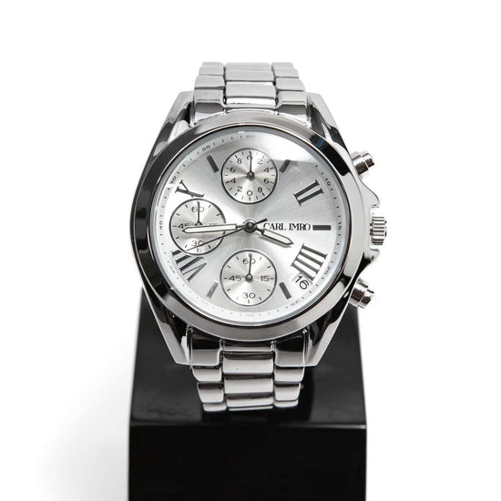 Montre Faith PL unisexe avec boîtier rond en alliage recyclé et bracelet en acier inoxydable récyclé, étanche 3 bar.