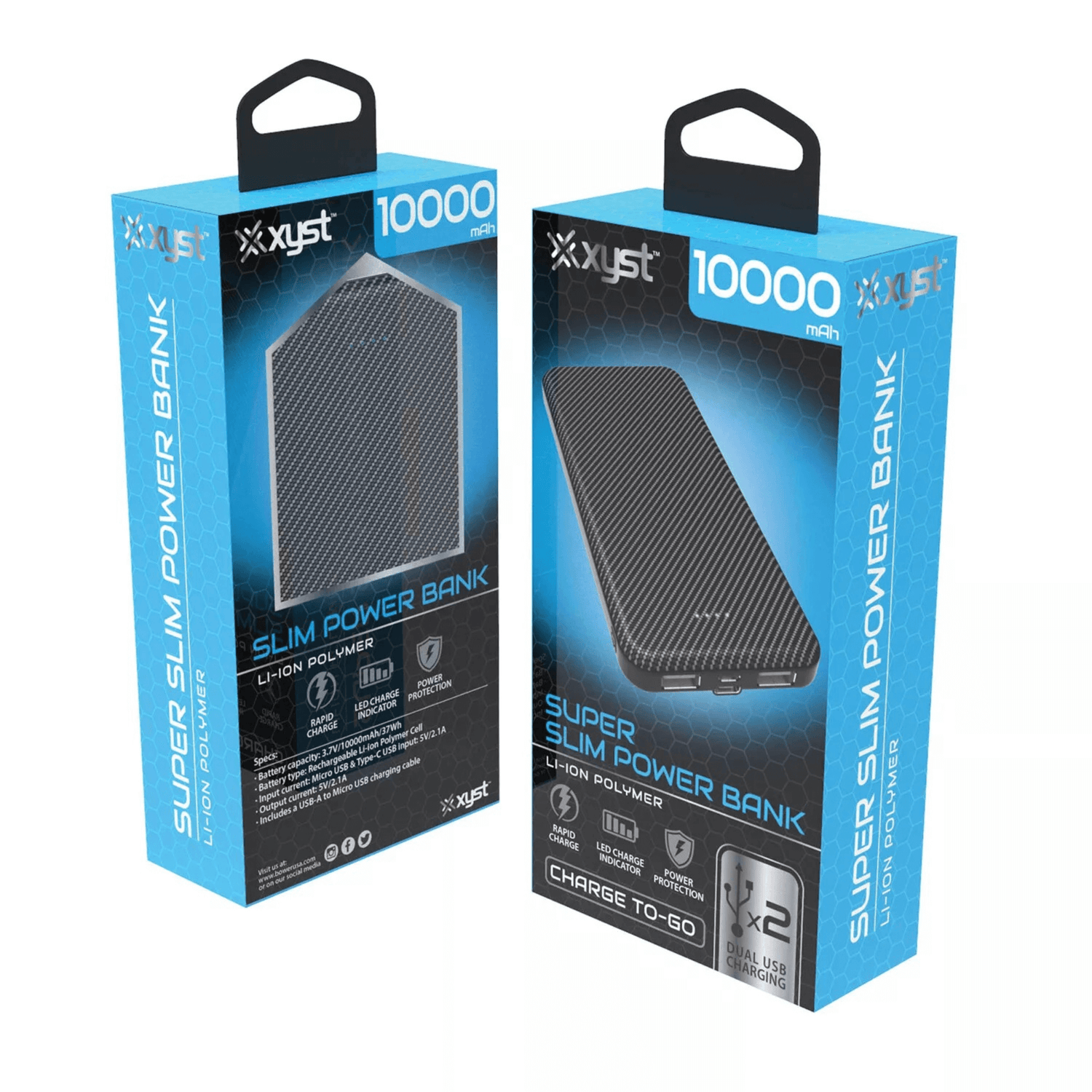 Xyst Super Slim 10000mAh Dual USB Power Bank Sky Iapetus