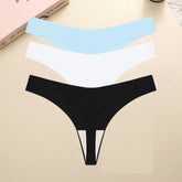 3PCS/SET Sexy G-String Underwear Female T-back Intimates Lingerie Seamless Low Waist Underpants 10 Color Lady Bikini Panty XS-XL Khamik Shop Online