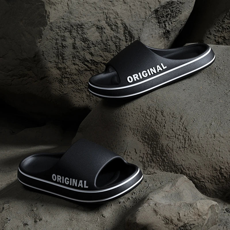 Mens Thick Sole Indoor Bathroom Anti Slip Shoes Summer Couple Sandals Feslishoet Women Letter Slippers Beach Slides Solid Color Khamik Shop Online