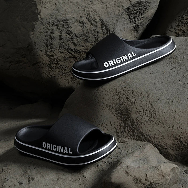 Mens Thick Sole Indoor Bathroom Anti Slip Shoes Summer Couple Sandals Feslishoet Women Letter Slippers Beach Slides Solid Color Khamik Shop Online
