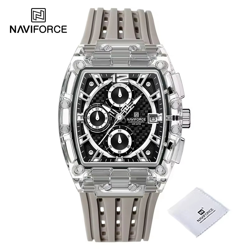 New  Men'S Quartz Multifunction Watches Fashion Sports Chronograph 5ATM Waterproof Silicone Band Casual Man Wrist Watch