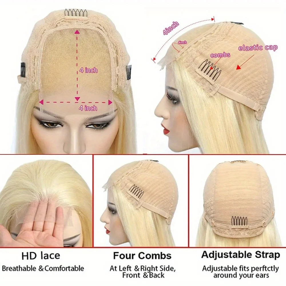 613 Blonde Human Hair Wig HD Lace Front Pre Plucked Natural Hairline Straight Blonde Lace Frontal Wig for Women 13x4 13x6 4x4 Khamik Shop Online