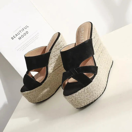 Women Sandals In Summer  Wedges Heels Platform Footwear 14cm High Heels Sandals Shoes For Lady