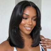 UNice Layered Cut Straight Bob Wig With Curtain Bang No-Slip 7x5 Lace Pre Cut Pre Bleached Glueless Wig Human Hair Ready To Wear Khamik Shop Online