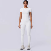 Rooftrellen New 2PCS/set Yoga Set Summer Quick Drying Fitness Sports Workout Top T-Shirt High Stretch Seamless Yoga Leggings Set Khamik Shop Online