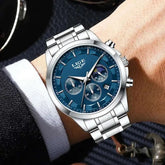 LIGE Luxury Fashion Quartz Man Watch Classic Business Auto Date Gentlemen Steel Band Moon Phase Waterproof Watches for Men Male Khamik Shop Online
