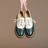 2026 Lace Up Single Women Fashion Platform Shoes Mixed Color Spring Autumn Casual Shoes Women Genuine Leather Pumps Women Shoes Khamik Shop Online