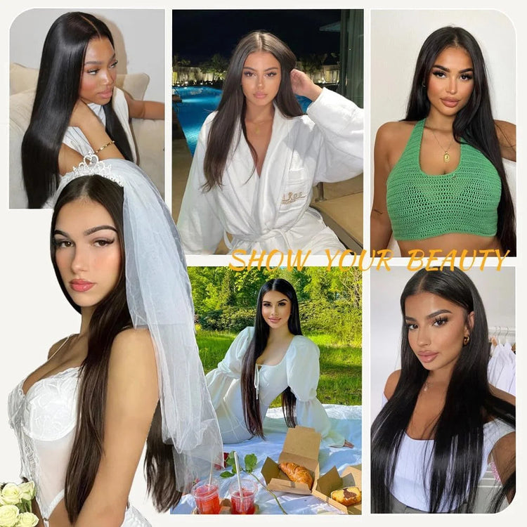 Natural Black Bone Straight Human Hair Front Wig 360 13x6 13x4 7x6 HD Lace Brazilian Human Hair Natural Hairline No Shed No Tangle For Women Daily Work Party Wear 38 40 Inch Khamik Shop Online