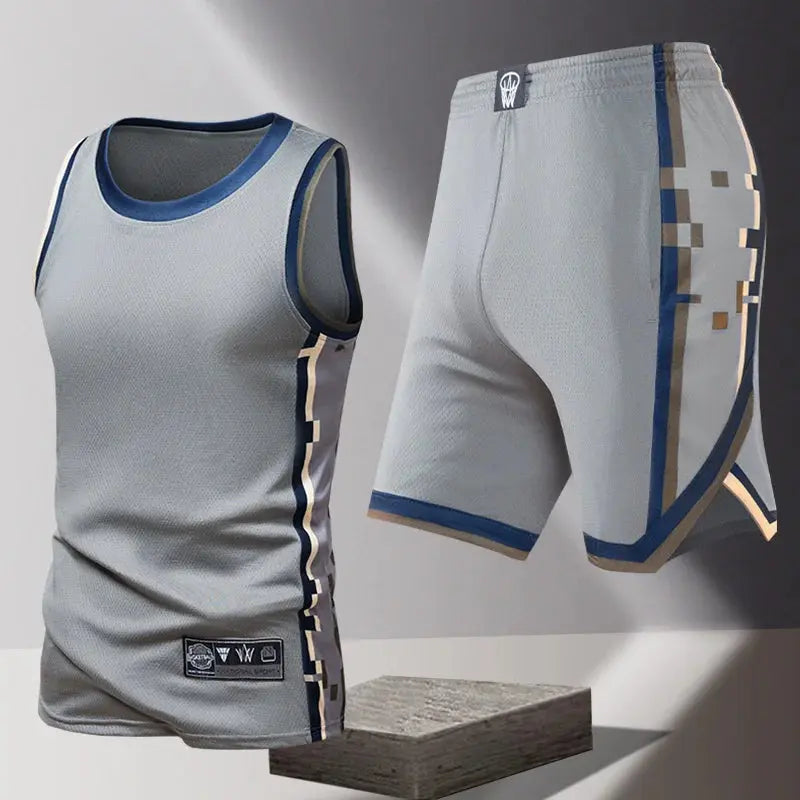 Summer Daily Outdoor Leisure Trend Versatile Sportswear Men Fashion Trend Sports Sleeveless Vest Five Quarter Shorts 2-piece Set Khamik Shop Online