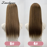 Lovelysee 3/4 Half Wig Human Hair With Clip in Hair Extensions Silky Straight Remy Hair Brown Color Soft 150% 180% Wig For Women Khamik Shop Online
