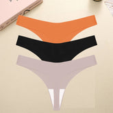 3PCS/SET Sexy G-String Underwear Female T-back Intimates Lingerie Seamless Low Waist Underpants 10 Color Lady Bikini Panty XS-XL Khamik Shop Online