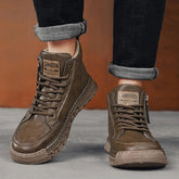 Men Leather High Top Ankle Boots Spring Winter Man Motorcycle Boots Non Slip Comfort Outdoor Trekking Shoes Walking Botas Hombre Khamik Shop Online