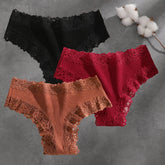 3Pcs Cotton Lace Patchwork Bikini Panties Women Seamless Floral Print Brazilian Pants Low Waist Breathable Female Sexy Lingerie Khamik Shop Online