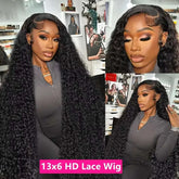 300 Density Curly 13x4 13x6 HD Lace Human Hair Wigs Pre Plucked Deep Wave Lace Frontal Wig 100% Human Hair Curly Wigs For Women Khamik Shop Online