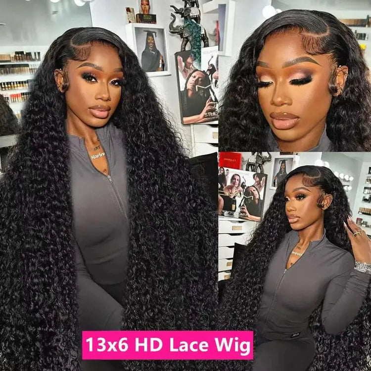 300 Density Curly 13x4 13x6 HD Lace Human Hair Wigs Pre Plucked Deep Wave Lace Frontal Wig 100% Human Hair Curly Wigs For Women Khamik Shop Online