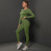 2Pcs Women Sets Energy Seamless Gym Suits Bubble Butt Sports Pants+Long Sleeve Shirts Push Up Running Sets Tracksuits Tights Set Khamik Shop Online
