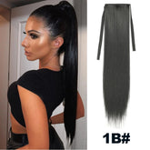 Straight Long Ponytail Extensions 22inch Natural Black Wrap Around Synthetic Hair Piece Pony Tail Hair Hairpieces for Women Girl Khamik Shop Online
