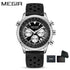 MEGIR Silver Black Quartz Watch Men Military Sport Chronograph Wristwatch with Silicone Strap Luminous Hands Auto Date 2236 Khamik Shop Online