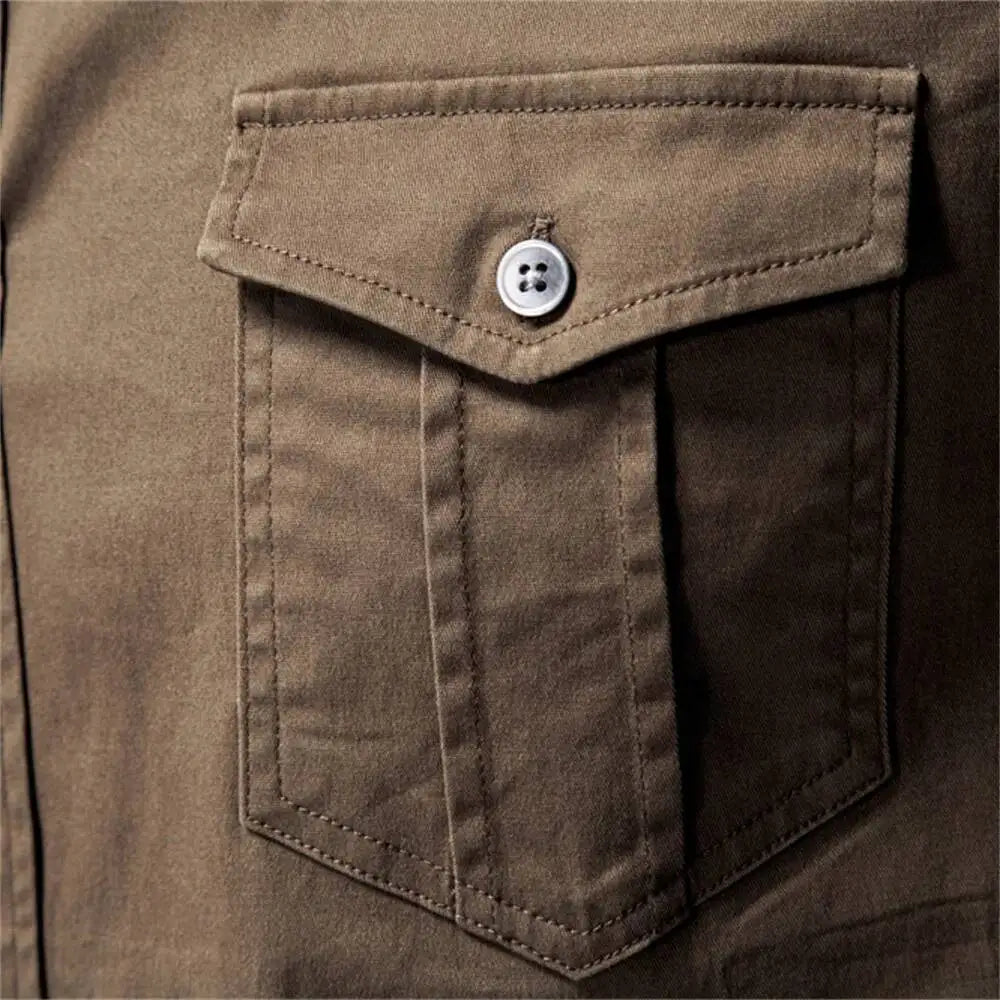 AIOPESON 2026 Business Cotton Pocket Shirt Long Sleeve Quality For Casual Slim Fit Solid Color Men Shirts Khamik Shop Online