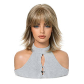 Fashionable wig headband with golden short hair, layered short curly hair, synthetic synthetic synthetic wig headband Khamik Shop Online