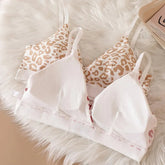 Women Push-Up Bra And Panties Set V-neck Non-wire Bra Low Waist Briefs Female Sexy Lingerie Cotton Leopard Print Underwear Set Khamik Shop Online