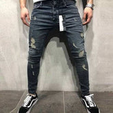 Men Jeans Skinny Ripped Stretch Elastic Denim JEAN GREY 28 Apricot Perseus