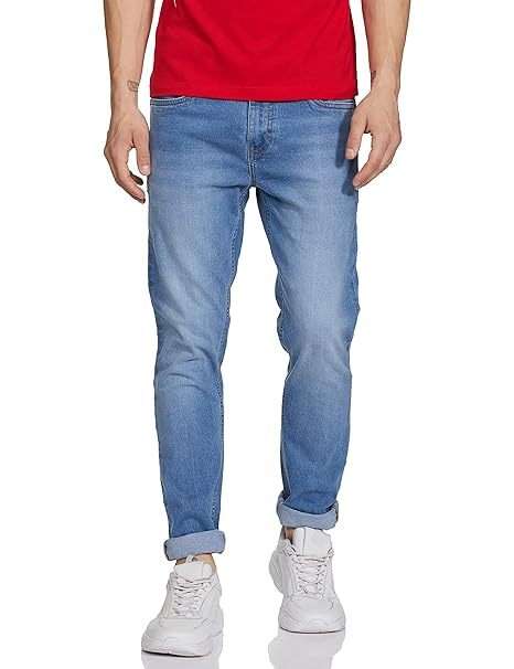 Jean homme effet délavé bleu clair taille S style vintage confort incontournable