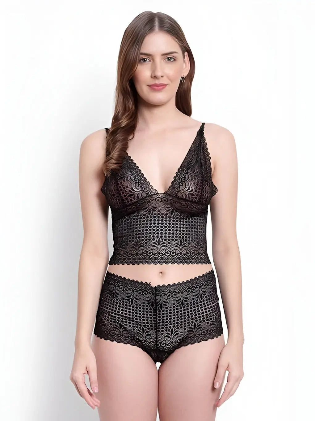 Self Design Lingerie Set, Black (Size-S) Bronze Chaos