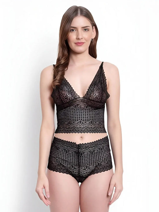 Self Design Lingerie Set, Black (Size-S) Bronze Chaos