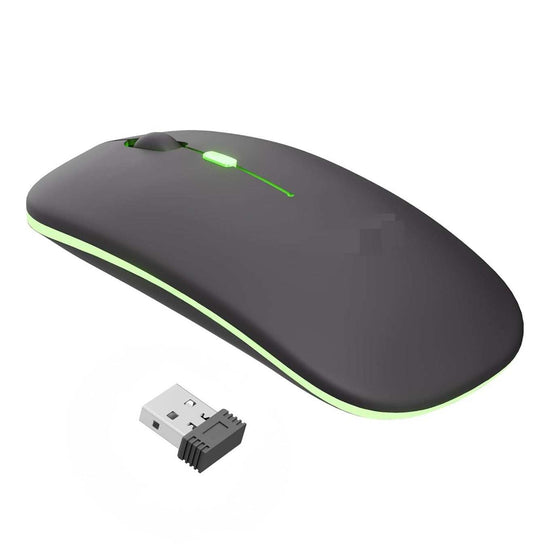Souris sans fil double mode avec éclairage LED rechargeable ergonomique pour productivité et précision
