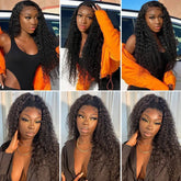 13x4 HD Transparent Lace Front Jerry Curl Human Hair Wigs 200% Density Cerise Alfie