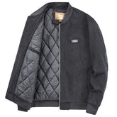 Mens Round Collar Winter Zipped Up Elbow Patch Jacket Yellow Pandora