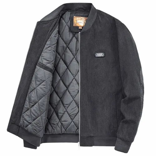 Mens Round Collar Winter Zipped Up Elbow Patch Jacket Yellow Pandora